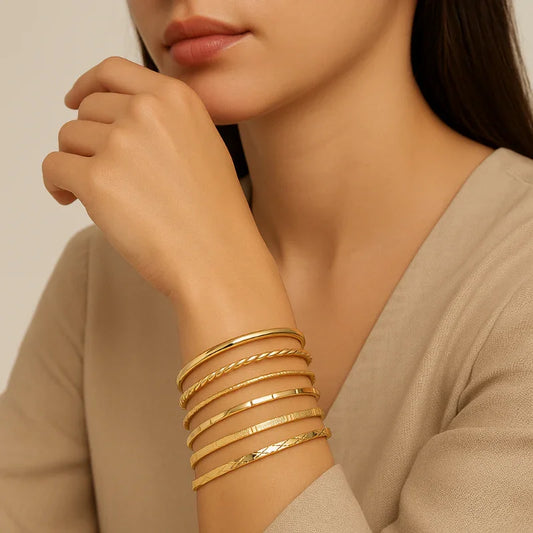 Golden Harmony Bangles - Eterna Gleam